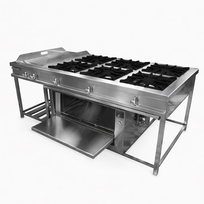Cocina industrial 6 quemadores con horno
